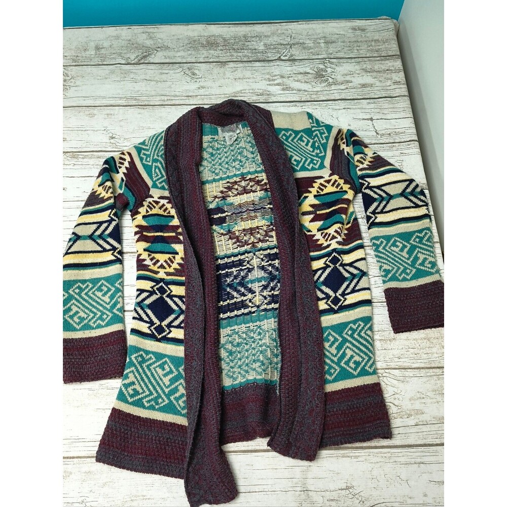 Ecote Southwestern Aztec Print Open Face Cardigan women Size Large